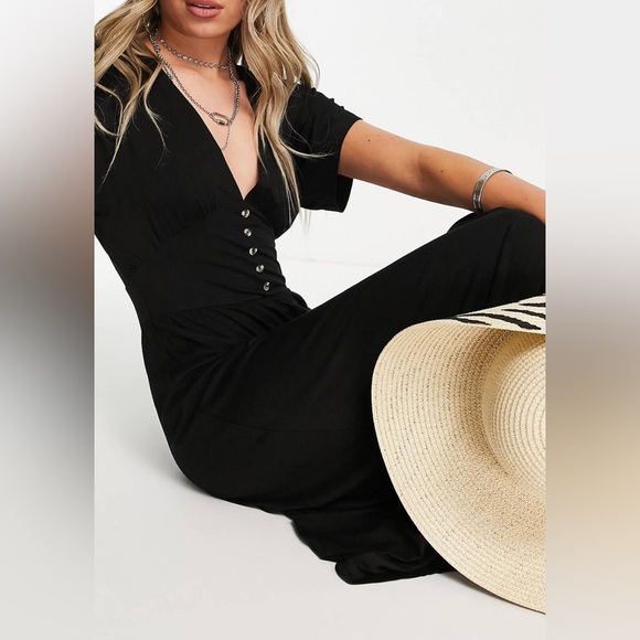 ASOS DESIGN waisted midi tea dress with buttons - Picture 3 of 10